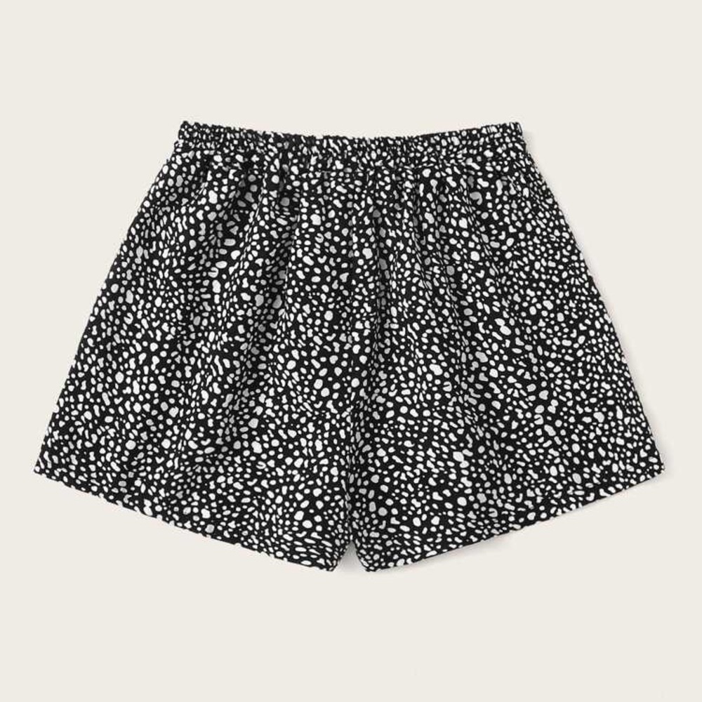 SHEIN black and white print elastic waist shorts